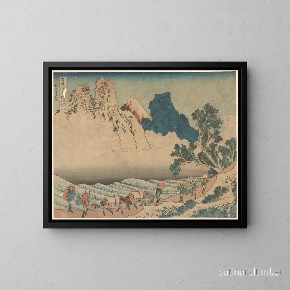 Reproduktion av målningen Fuji bakom floden Minobu - Katsushika Hokusai