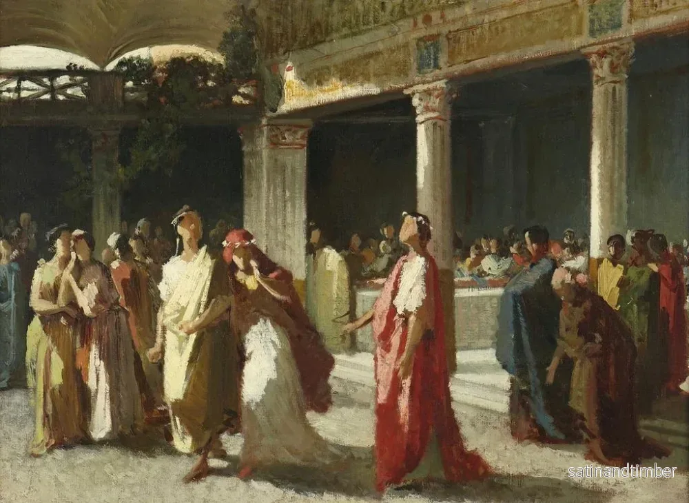 Reproduktion av målningen Dramatisk scen i en gård - Frederic Leighton - Bild 2