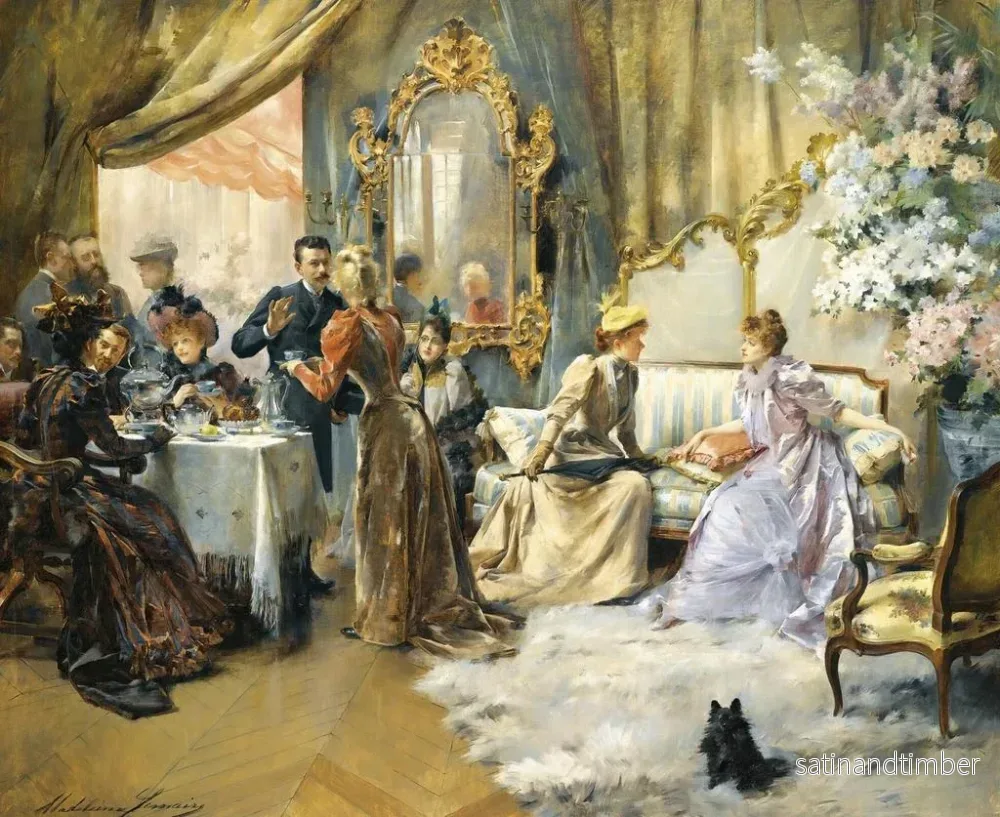 Reproduktion av målningen Le Goûter au salon du peintre - Madeleine Jeanne Lemaire - Bild 2