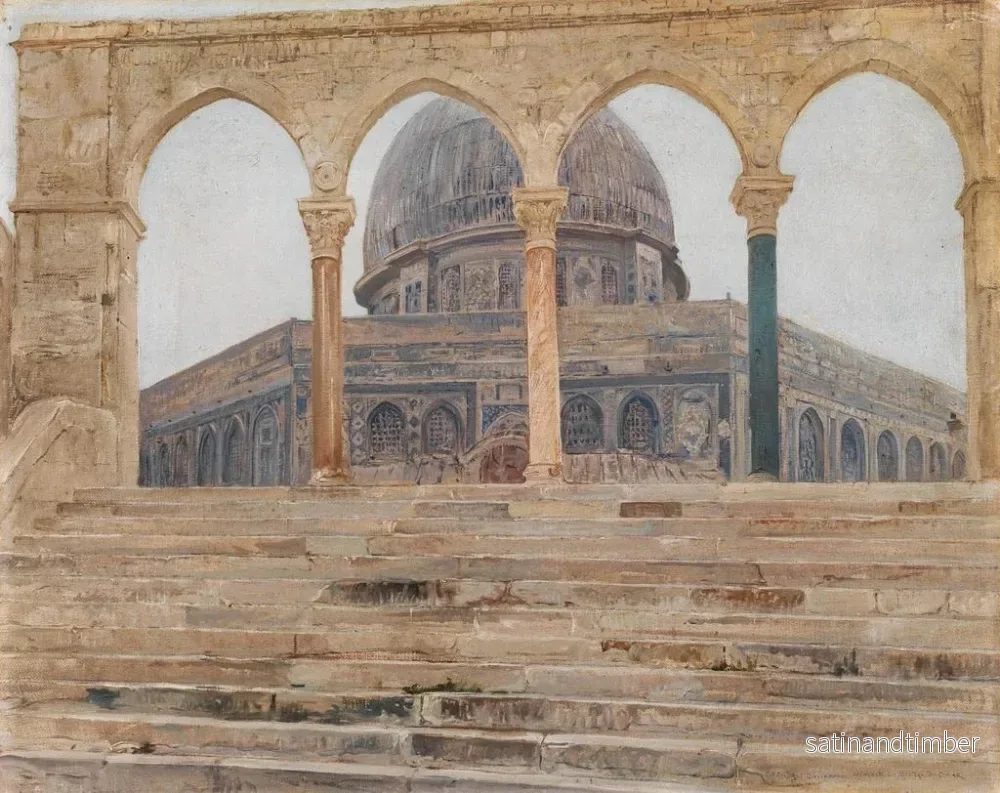 Reproduktion av målningen av Jerusalem med Omar-moskén och Klippdomen - Giulio Aristide Sartorio - Bild 2