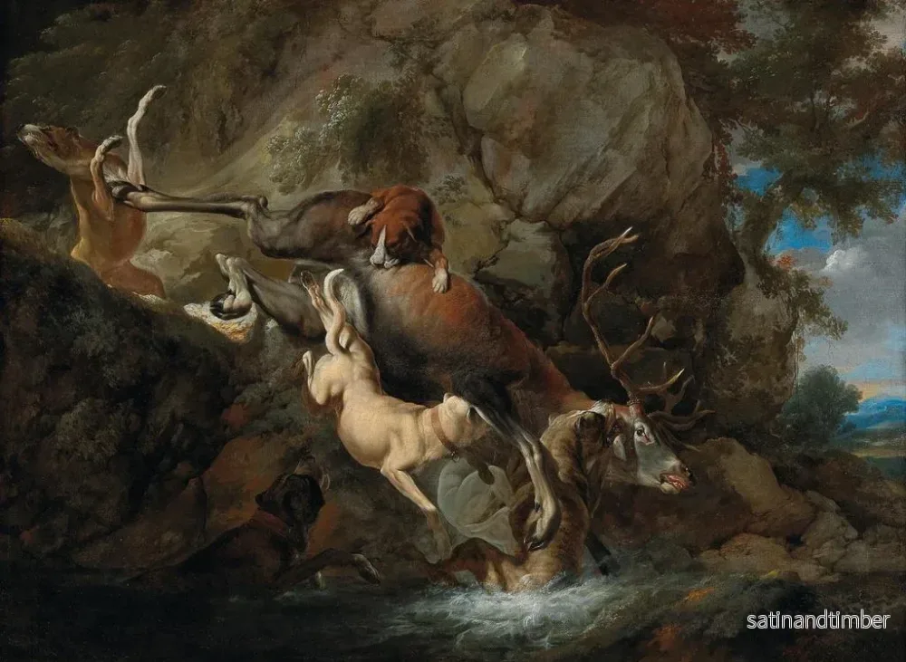 Reproduktion av målningen av hundar som jagar en hjort - Carl Borromäus Andreas Ruthart - Bild 2