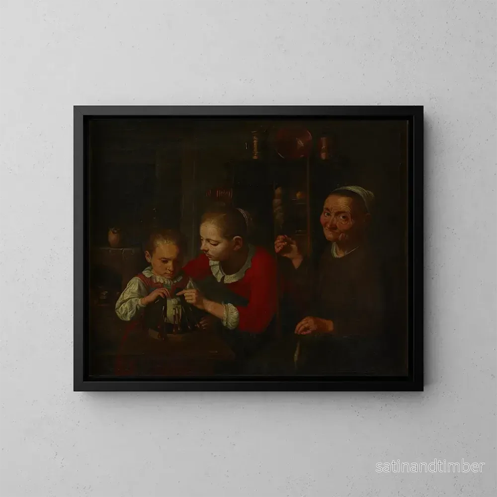 Reproduktion av målningen La dentelière - E. K. Lautter