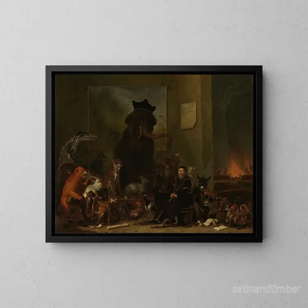 Reproduktion av målningen Satir över rättegången mot Johan van Oldenbarneveldt – Cornelis Saftleven Reproduktion av målningen Satir över rättegången mot Johan van Oldenbarneveldt – Cornelis Saftleven
