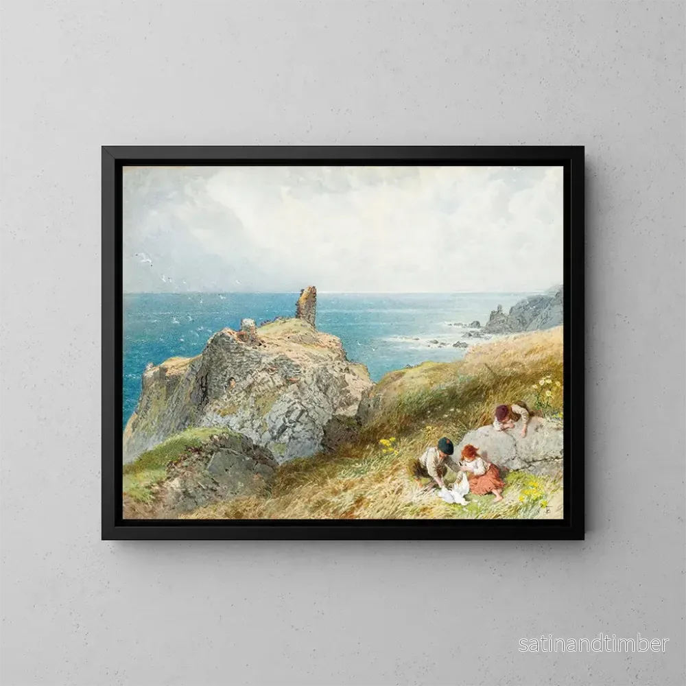 Reproduktion av målningen Château de Fast, Berwickshire, Écosse – Myles Birket Foster Reproduktion av målningen Château de Fast, Berwickshire, Écosse – Myles Birket Foster