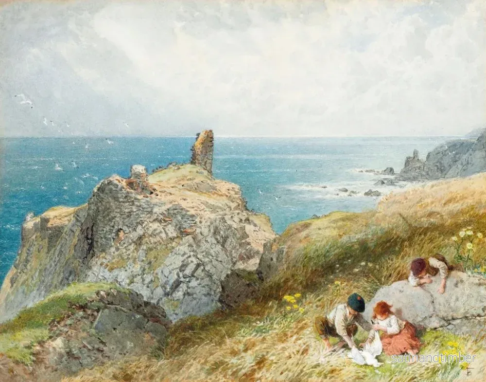 Reproduktion av målningen Château de Fast, Berwickshire, Écosse - Myles Birket Foster - Bild 2