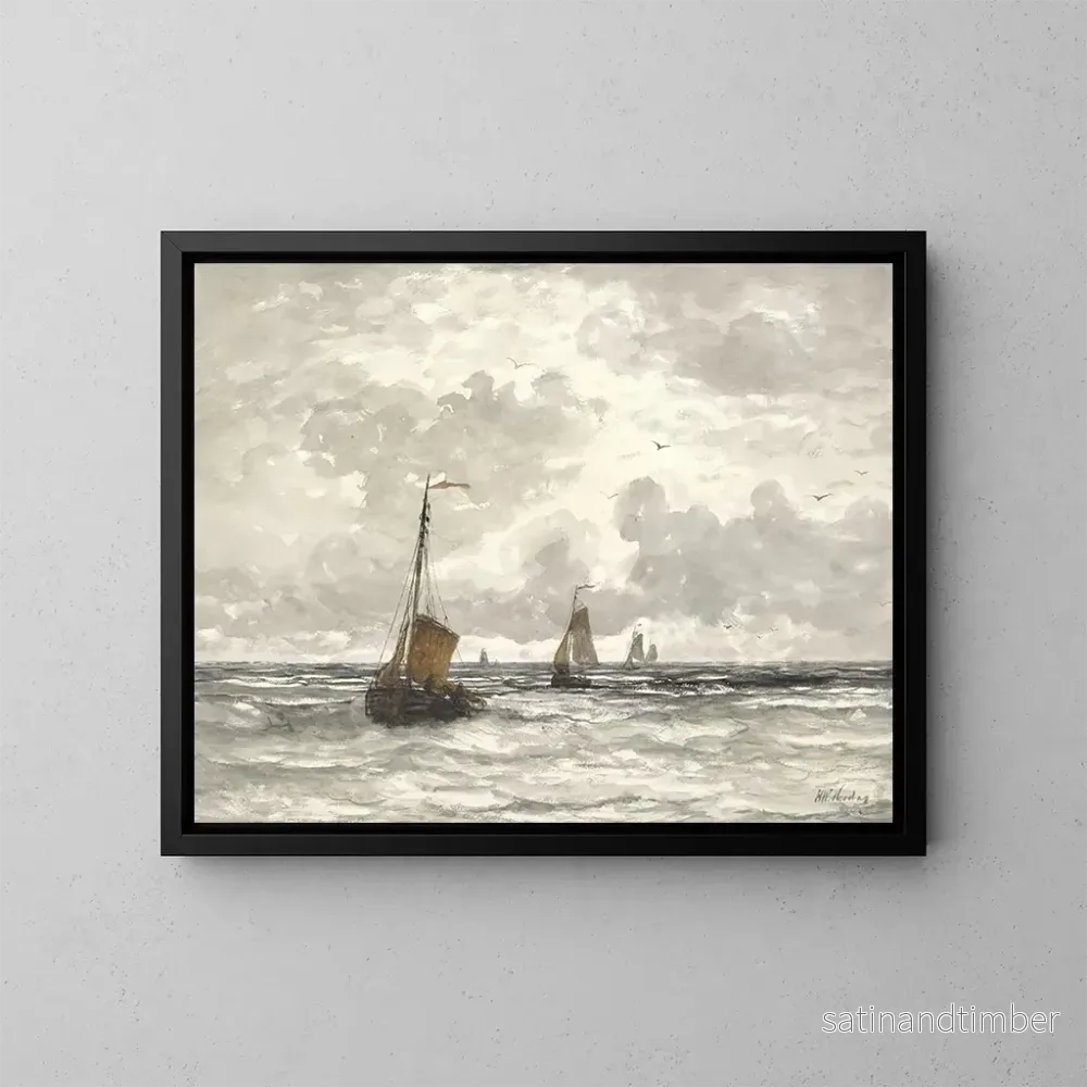 Reproduktion av målningen Båtar för fiske på vågorna – Hendrik Willem Mesdag Reproduktion av målningen Båtar för fiske på vågorna – Hendrik Willem Mesdag
