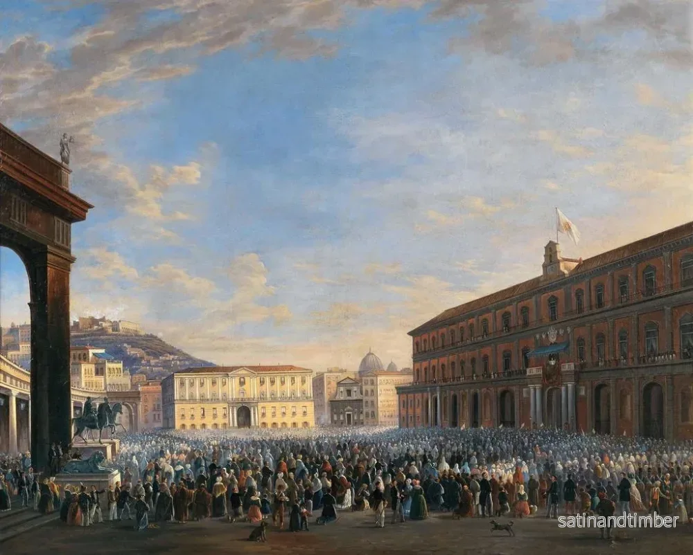 Reproduktion av målningen L'arrivée du pape Pie IX à Naples - Salvatore Fergola - Bild 2