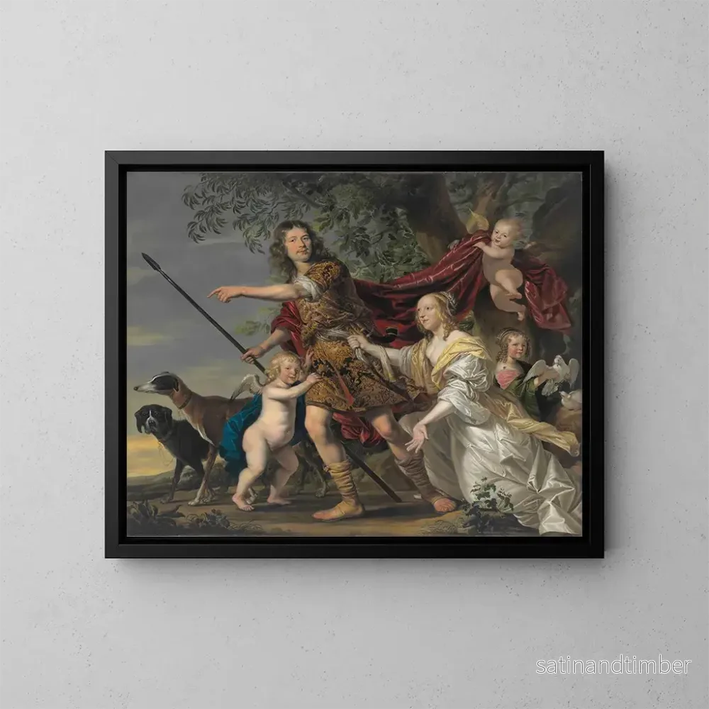 Reproduktion av målningen Porträtt av en dam och en herre i Venus och Adonis - Jacob Frans van der Merck