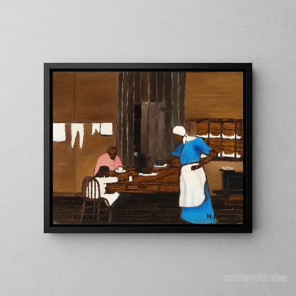 Reproduktion av målningen Låt oss skapa ett konsttryck av Horace Pippins "L'heure du souper".