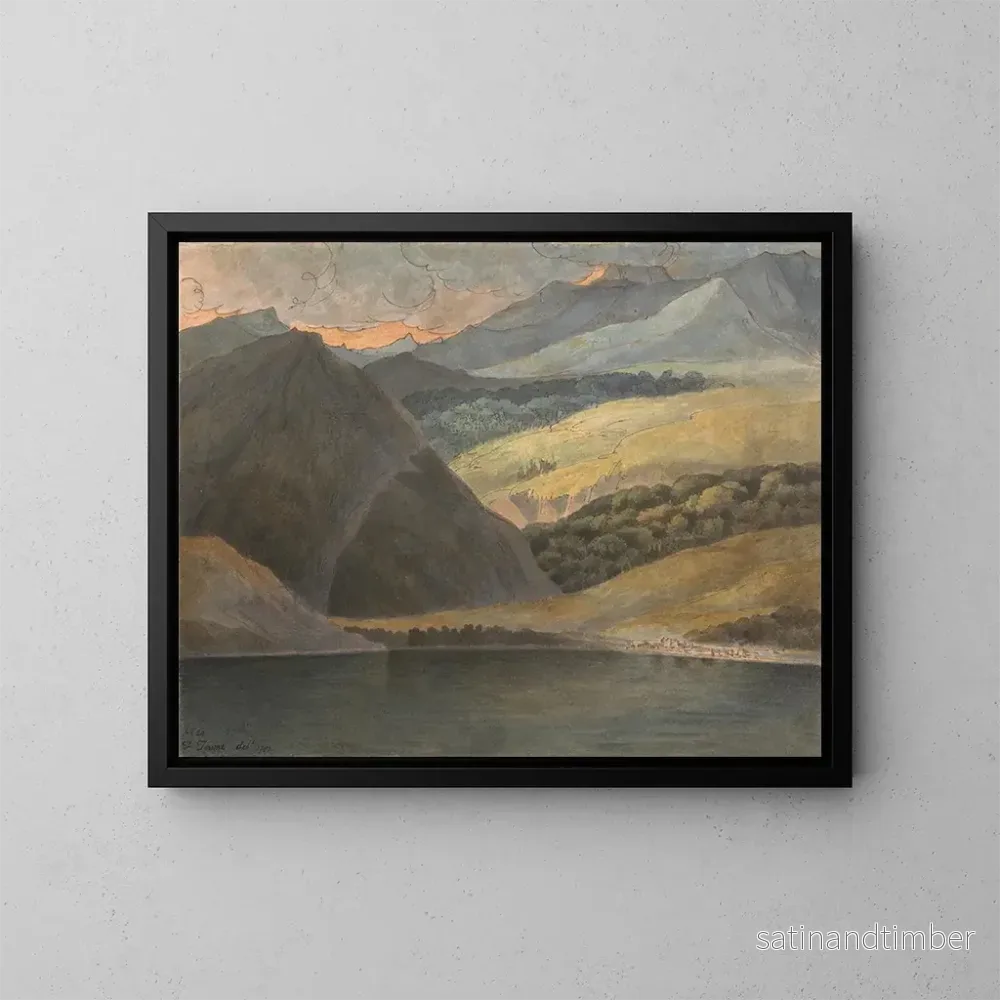 Reproduktion av målningen Vue sur le lac Majeur au crépuscule - Francis Towne