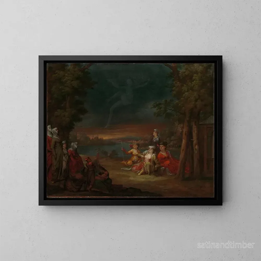 Reproduktion av målningen av turkiska kvinnor på landsbygden nära Istanbul - Jean-Baptiste Vanmour