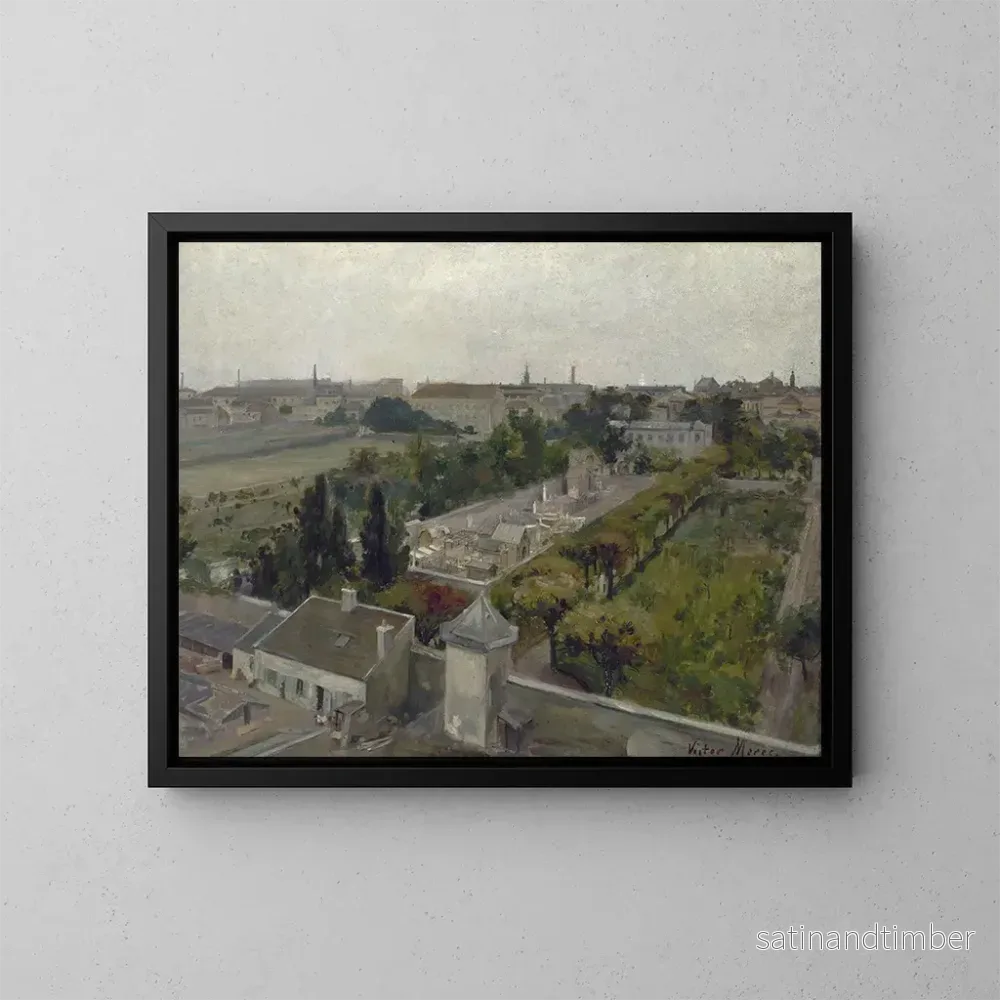 Reproduktion av målningen av Le cimetière de Picpus et le champ des Martyrs où furent enterrées les victimes de la Révolution guillotinées à la barrière du Trône - Victor Marec