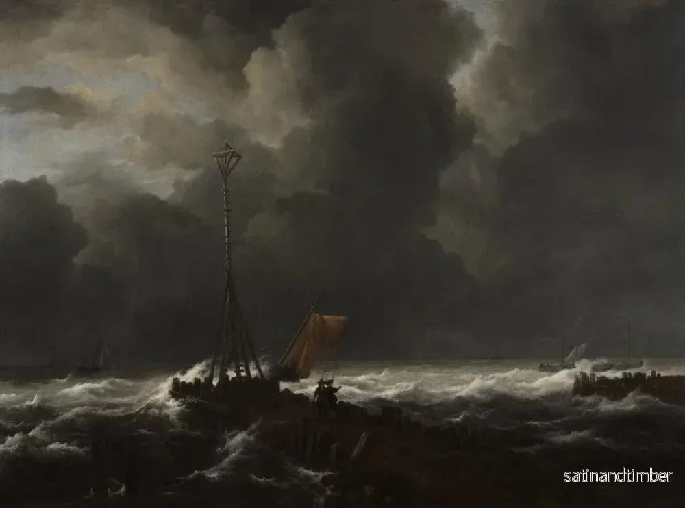 Reproduktion av målningen Mer agitée nära en kaj - Jacob van Ruisdael - Bild 2