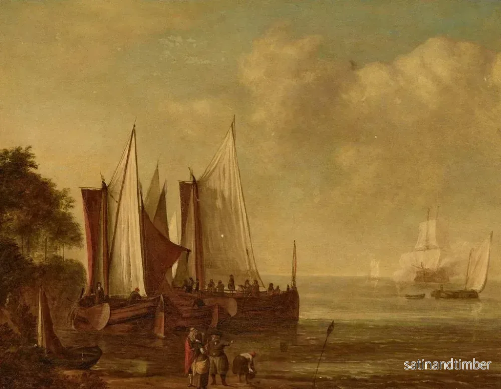 Reproduktion av målningen Segelbåtar till havs med figurer på kusten - Lieve Pietersz Verschuier - Bild 2