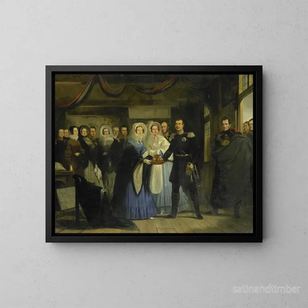 Reproduktion av målningen La princesse d’Orange recevant Alexandre II, grand-duc et héritier du trône de Russie, dans la maison du tsar Pierre à Zaandam – Christiaan Julius Lodewijk Portman Reproduktion av målningen La princesse d’Orange recevant Alexandre II, grand-duc et héritier du trône de Russie, dans la maison du tsar Pierre à Zaandam – Christiaan Julius Lodewijk Portman