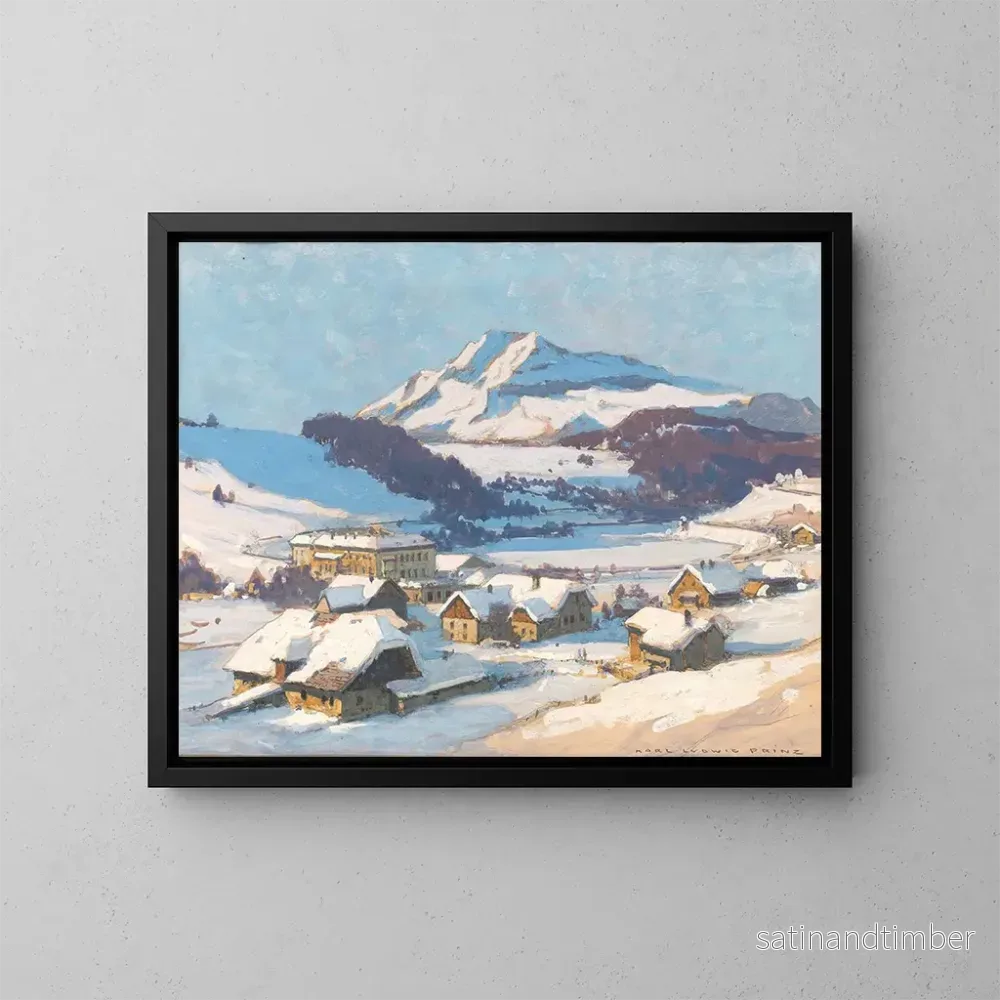 Reproduktion av målningen Pont de Vienne och berg Tscher under snön – Karl Ludwig Prinz Reproduktion av målningen Pont de Vienne och berg Tscher under snön – Karl Ludwig Prinz