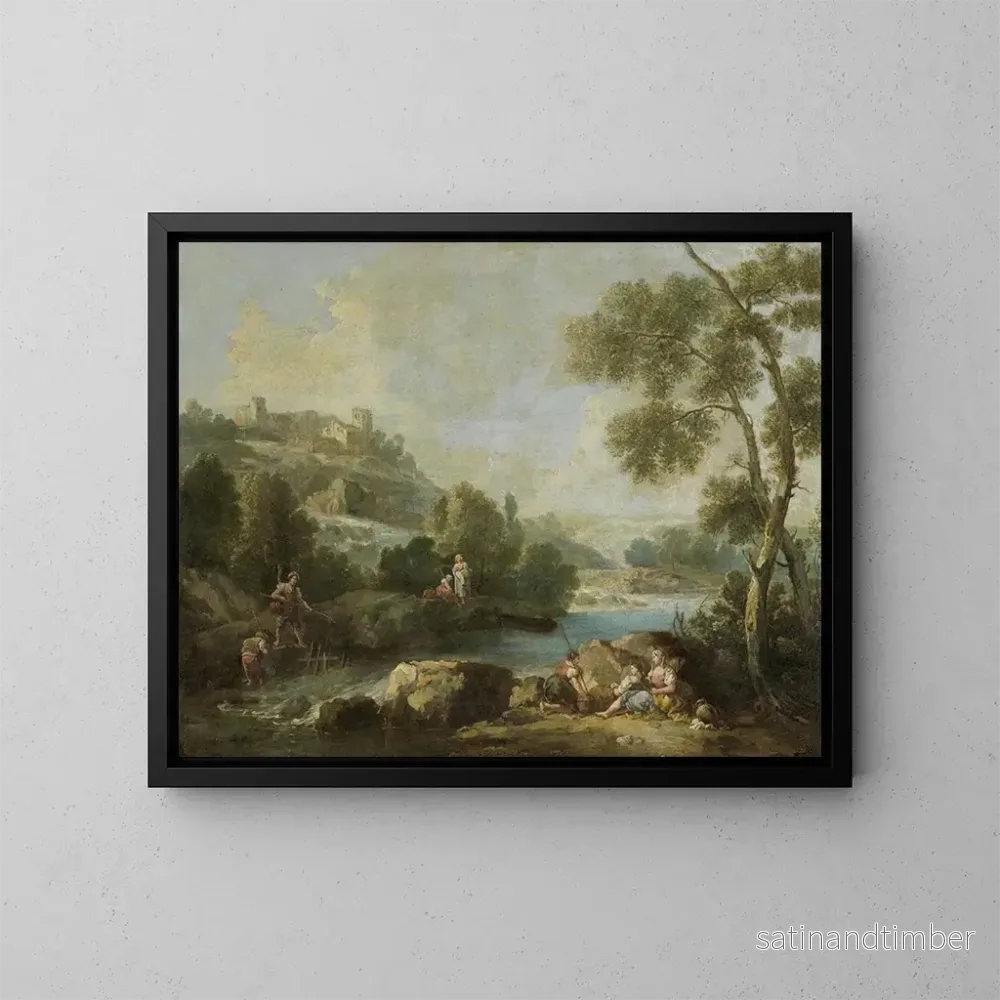 Reproduktion av målningen Landskap med figurer - Giuseppe Zais