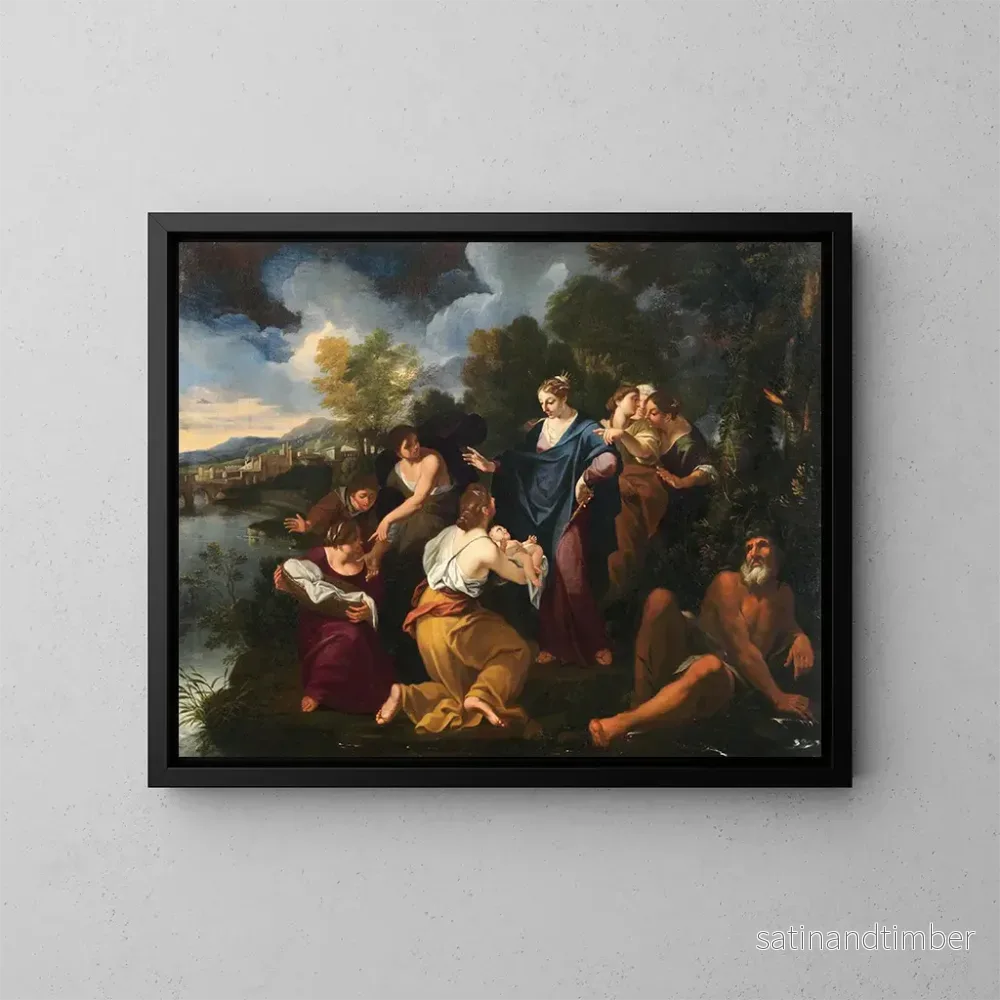 Reproduktion av målningen La découverte de Moïse - Luigi Garzi
