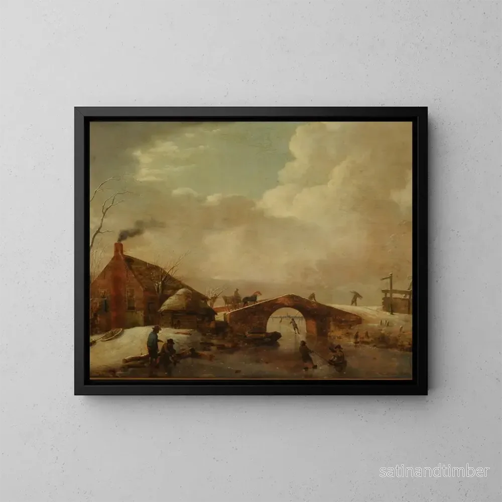 Reproduktion av målningen Landskapsbild av vintern - Hendrik Willem Schweickhardt