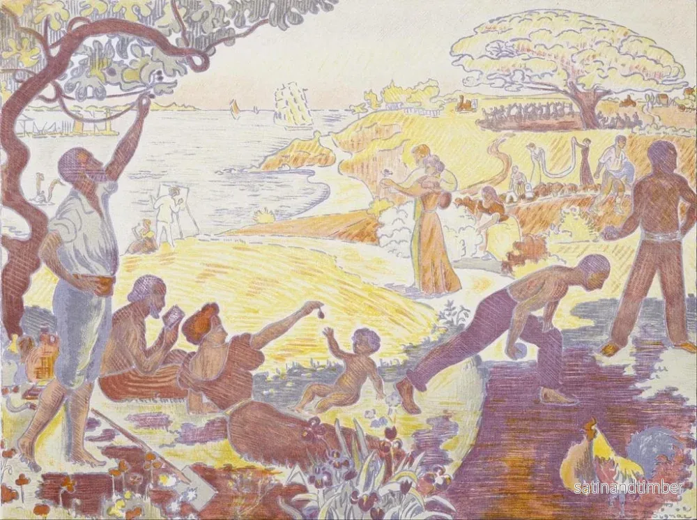 Reproduktion av målningen À l'époque de l'harmonie La joie de vivre Dimanche au bord de la mer - Paul Signac - Bild 2