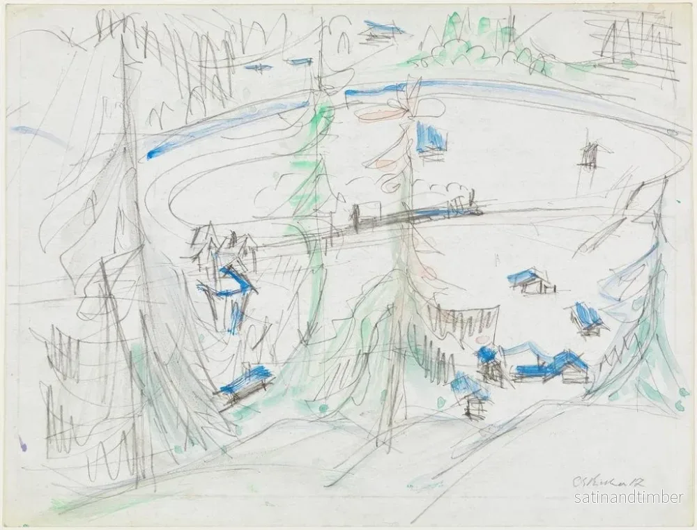 Reproduktion av målningen Bassin med hus och järnvägslinje - Ernst Ludwig Kirchner - Bild 2