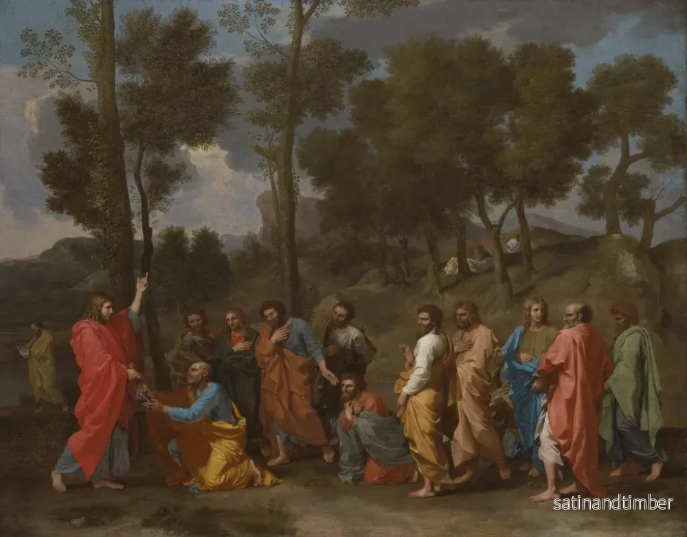 Reproduktion av målningen Le sacrement de l'ordination: le Christ remettant les clés à saint Pierre - Nicolas Poussin - Bild 2