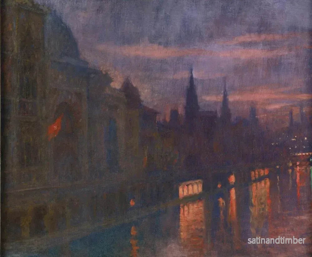 Reproduktion av målningen Vue depuis le pont des Invalides vers le pont de l'Alma, Exposition Universelle, Paris 1900 - Lucien Lévy-Dhurmer - Bild 2