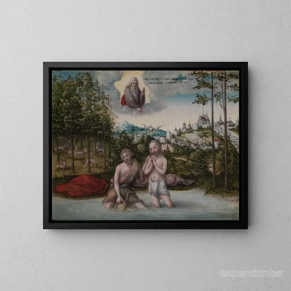 Reproduktion av målningen Le Baptême du Christ - Lucas Cranach l'Ancien