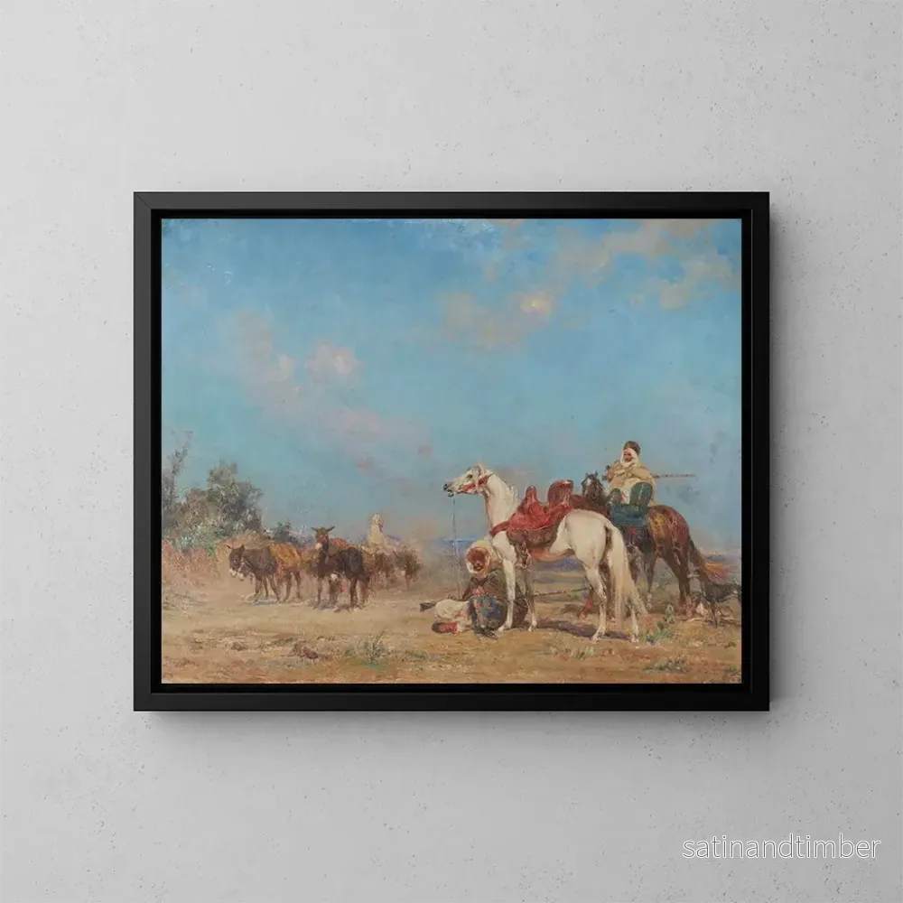 Reproduktion av målningen En karavan i vila - Henri Émilien Rousseau