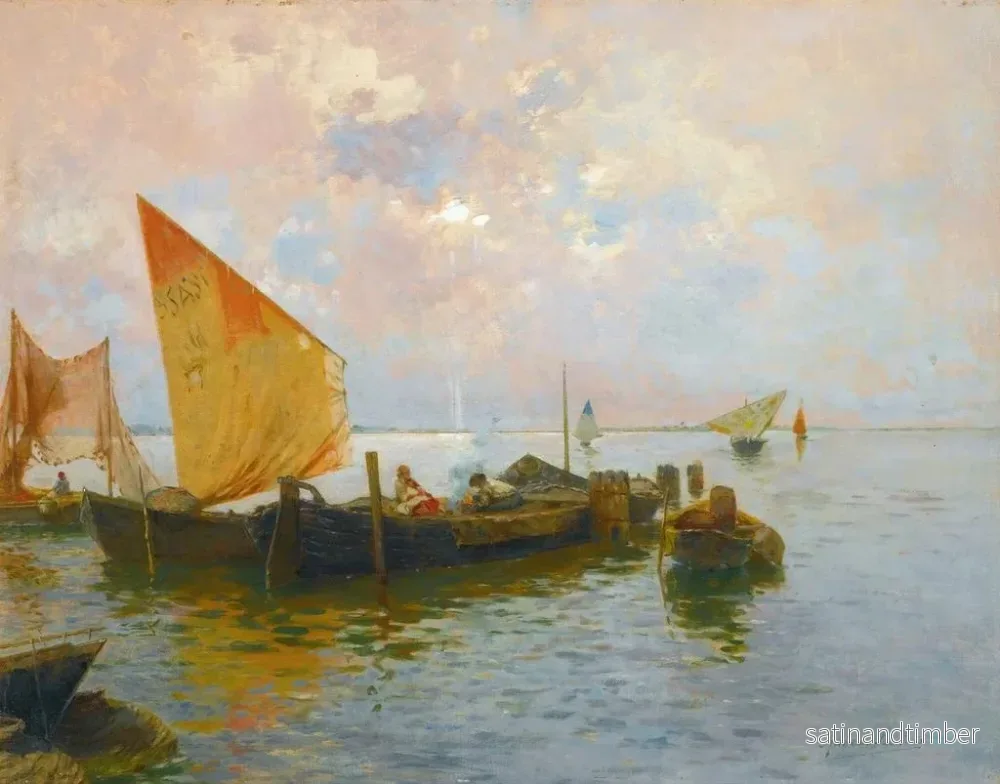 Reproduktion av målningen av segelbåtar på lagunen i Venedig - Rubens Santoro - Bild 2