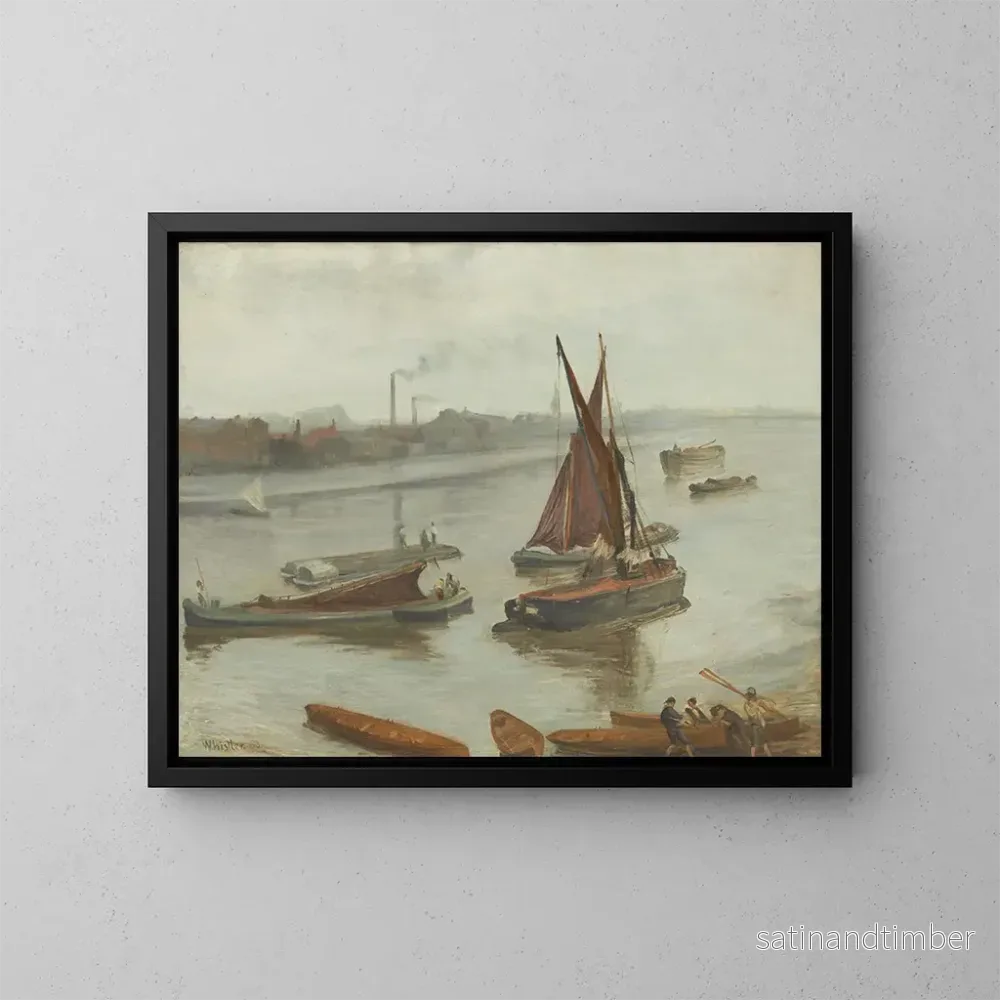 Reproduktion av målningen Grå och silver, den gamla Battersea Reach – James Abbott McNeill Whistler