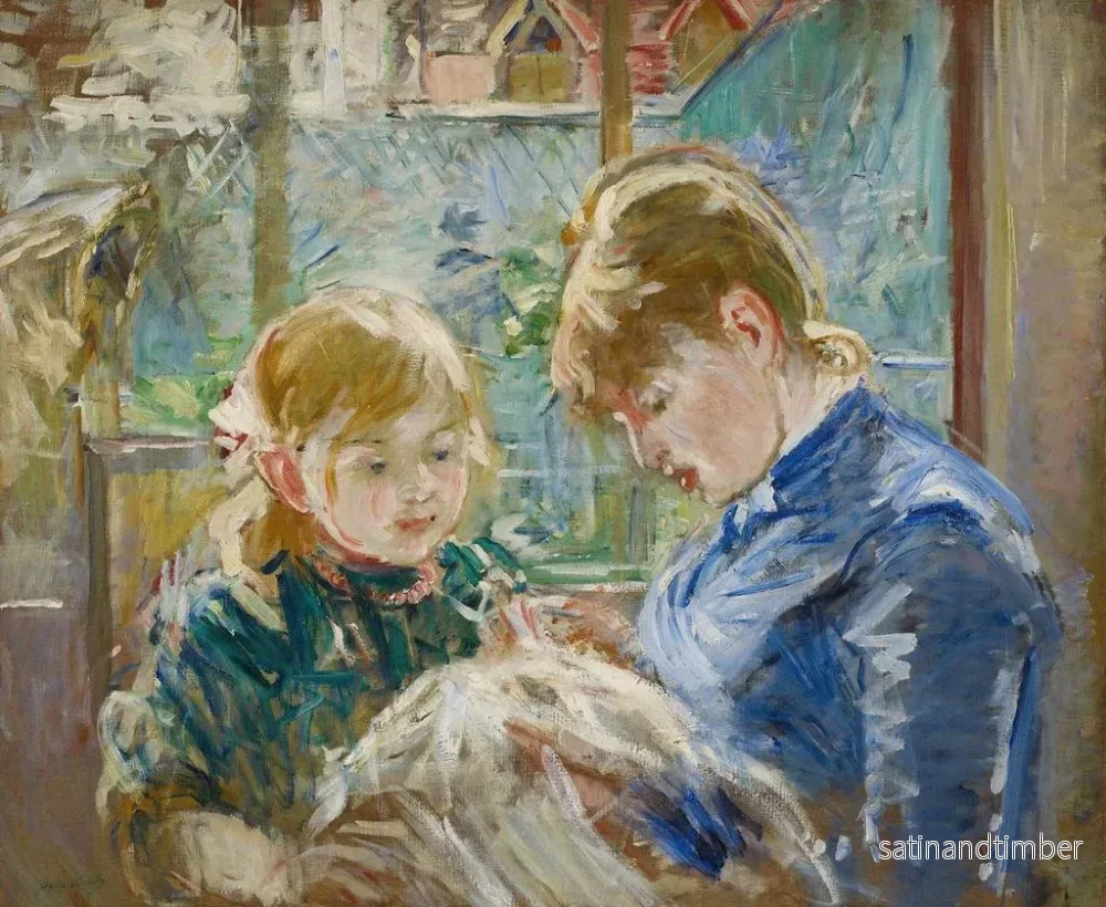 Reproduktion av målningen La fille de l'artiste Julie avec sa nourrice - Berthe Morisot - Bild 2