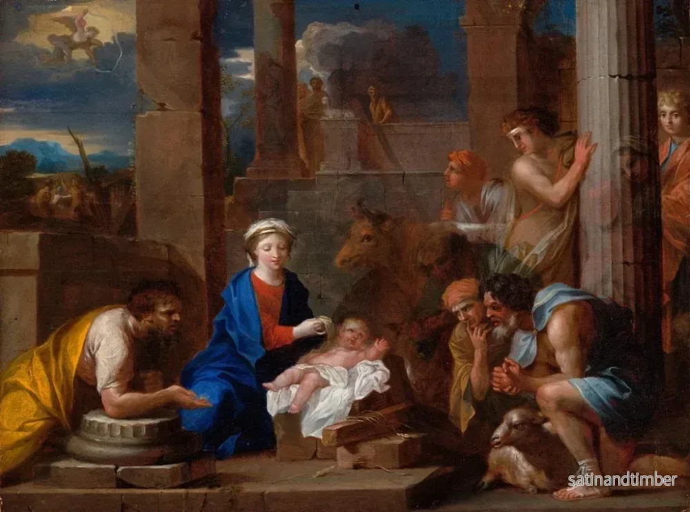 Reproduktion av målningen L'Adoration des bergers - Nicolas-Pierre Loir - Bild 2
