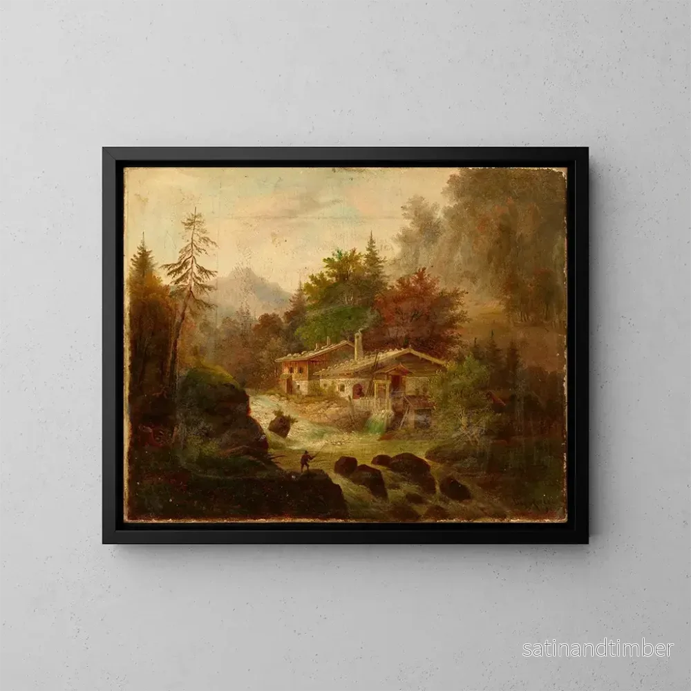 Reproduktion av målningen Landskap av berg - Johann Baptist Zeller