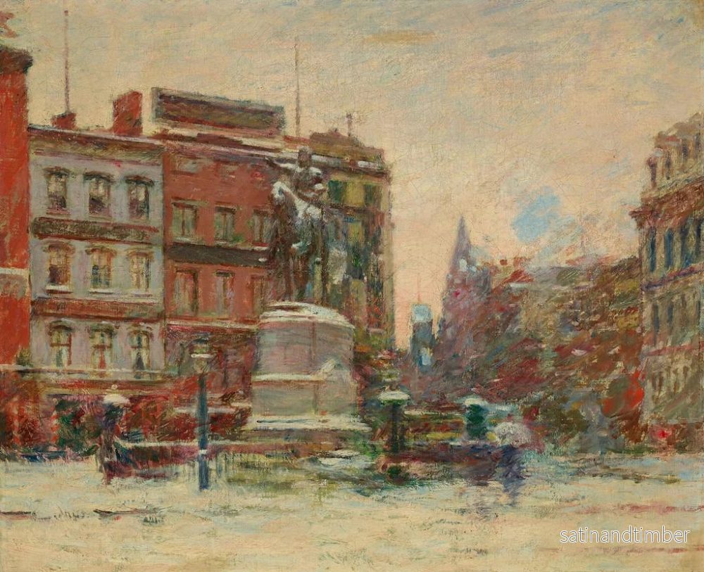 Reproduktion av målningen av Washington-monumentet vid Union Square på vintern - Theodore Robinson - Bild 2