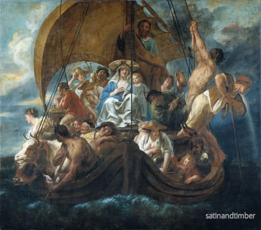 Reproduktion av målningen La Sainte Famille avec divers personnages et animaux dans une barque - Jacob Jordaens - Bild 2