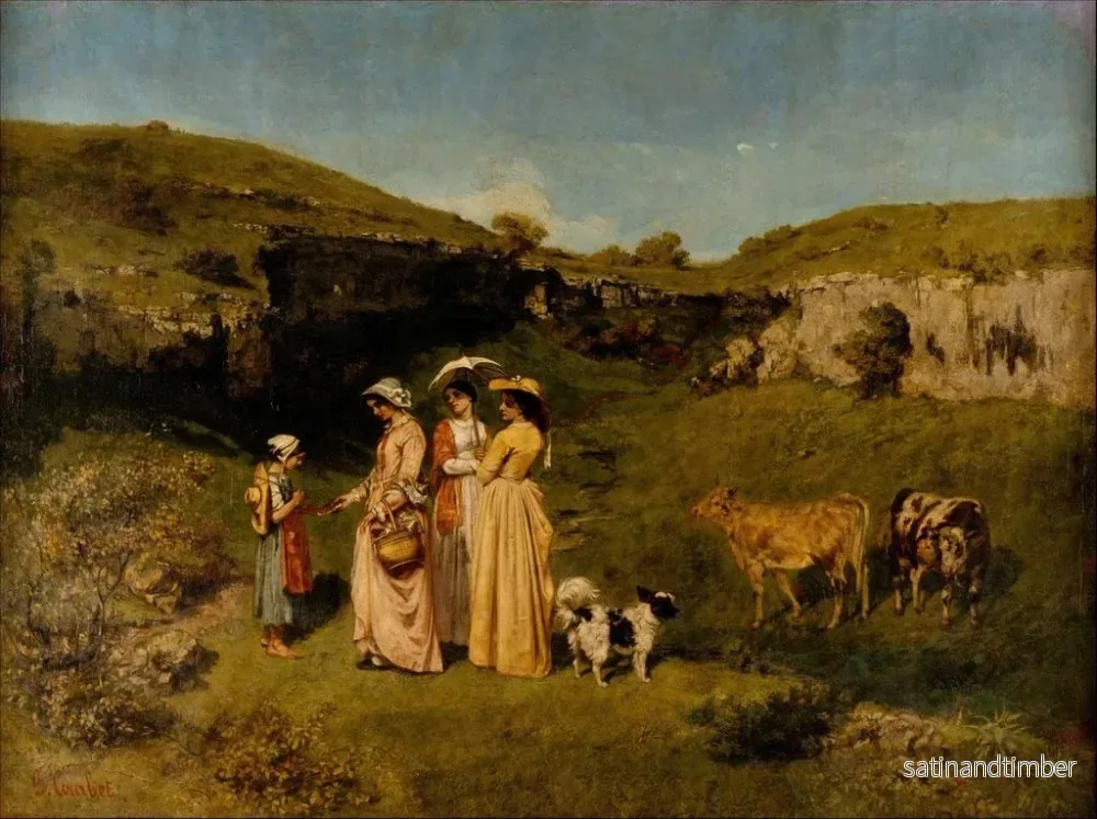 Reproduktion av målningen unga flickor i byn - Gustave Courbet - Bild 2