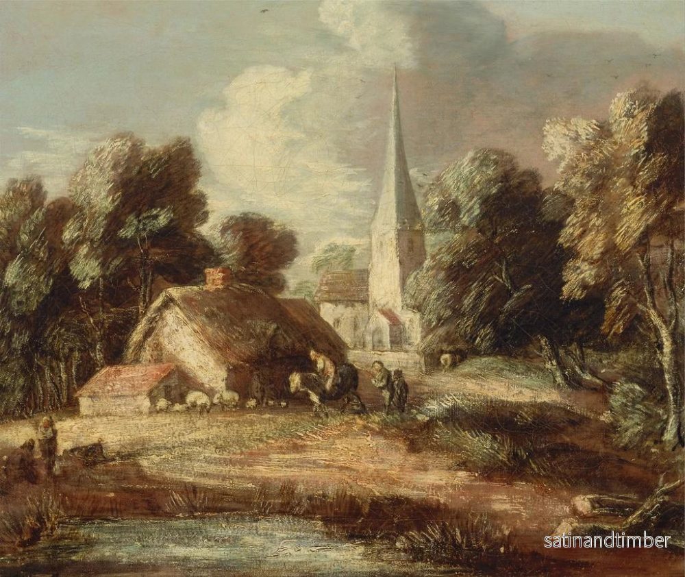 Reproduktion av målningen Landskapsbild med ett torp och en kyrka - Thomas Gainsborough - Bild 2