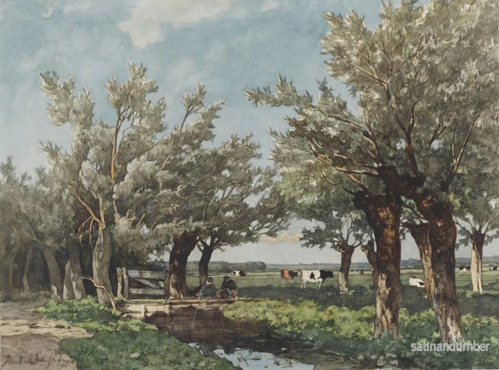 Reproduktion av målningen Landskap med en bäck där två pojkar fiskar - Johan Hendrik Weissenbruch - Bild 2