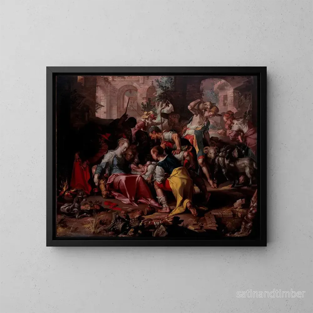 Reproduktion av målningen L'Adoration des bergers - Joachim Wtewael