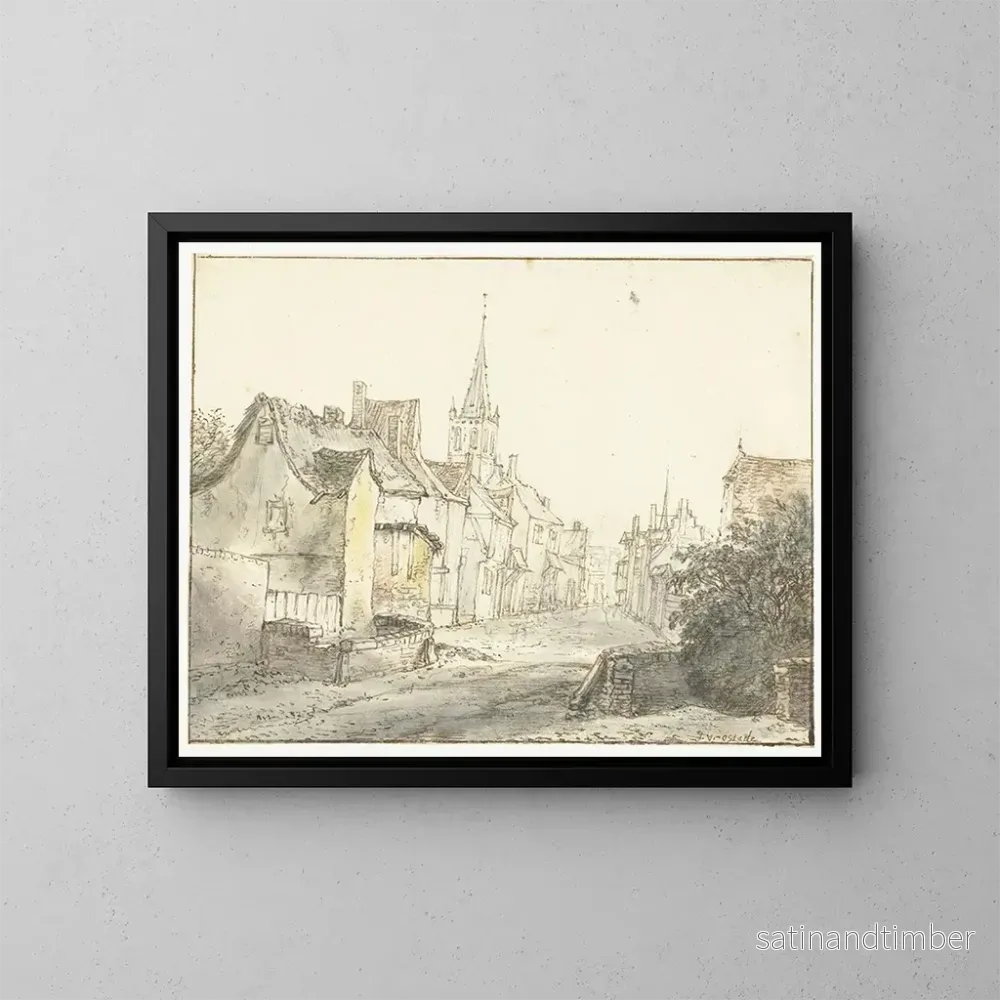 Reproduktion av målningen En gata i en by eller stad - Isaac van Ostade