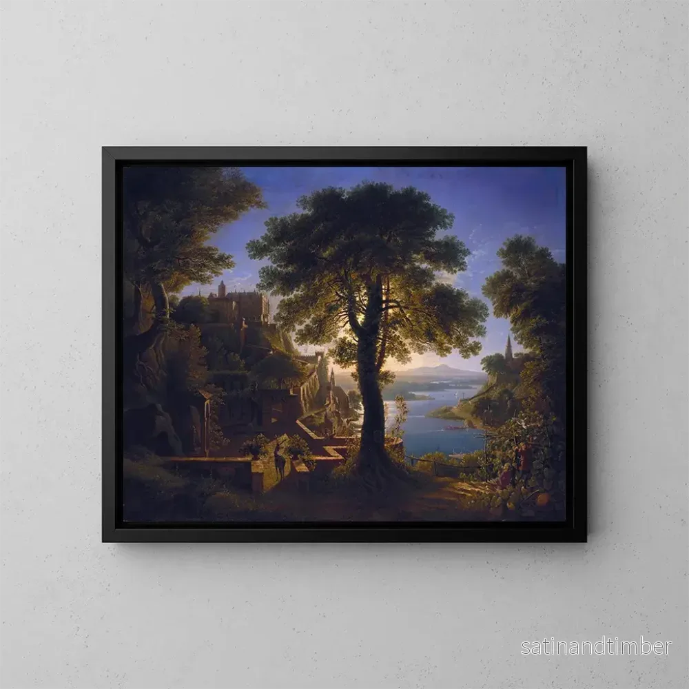 Reproduktion av målningen Château vid floden – Karl Friedrich Schinkel