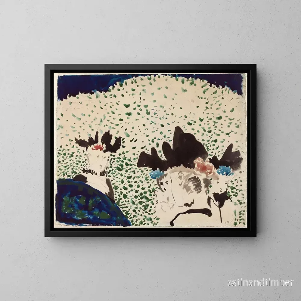 Reproduktion av målningen av fyra damer med eleganta hattar - Édouard Vuillard