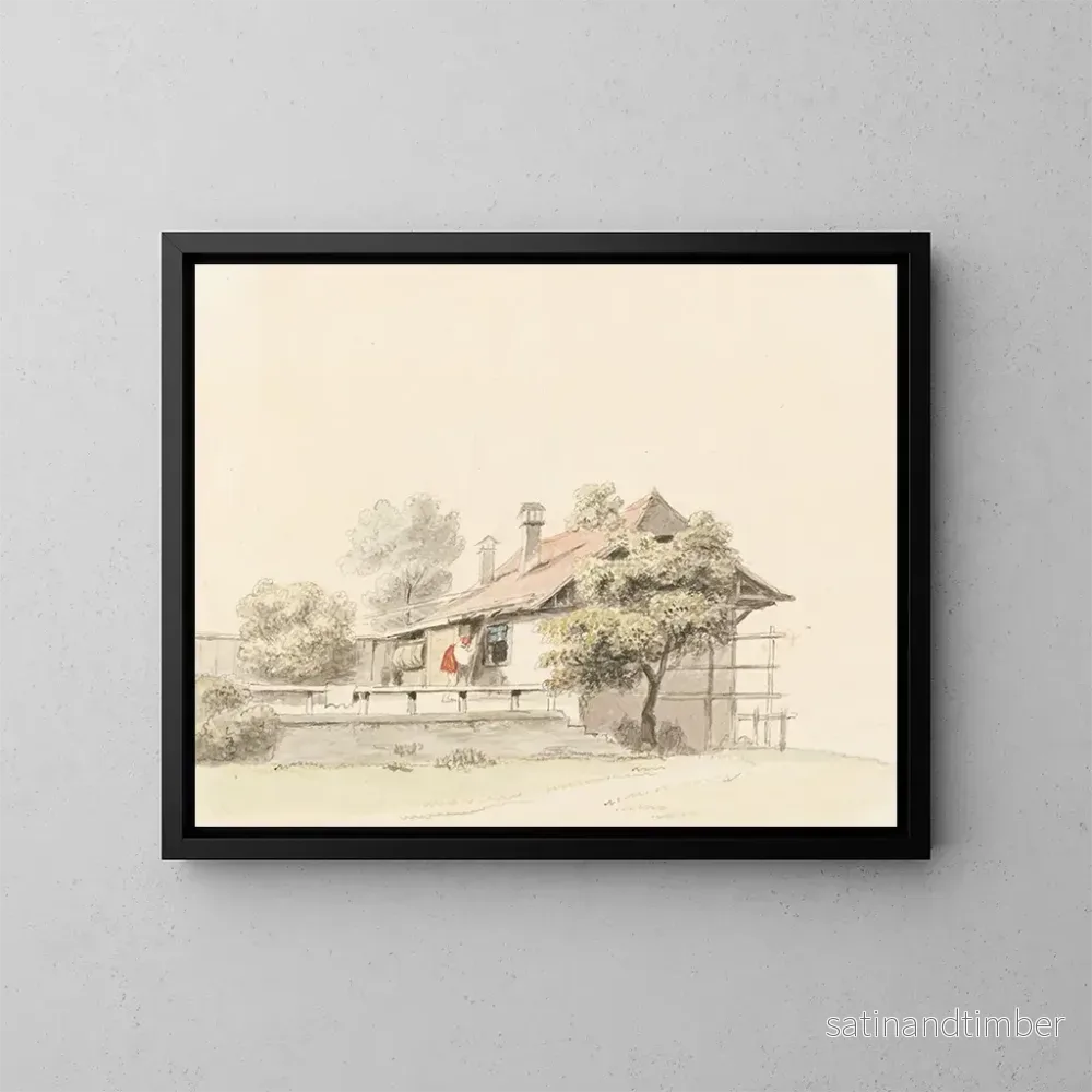 Reproduktion av målningen av Bernskt bondgårdslandskap - Johann Ludwig Aberli