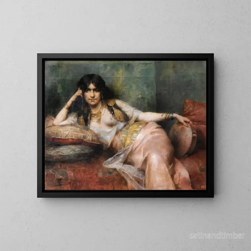 Reproduktion av målningen Odalisque au tambourin - Henri Adrien Tanoux