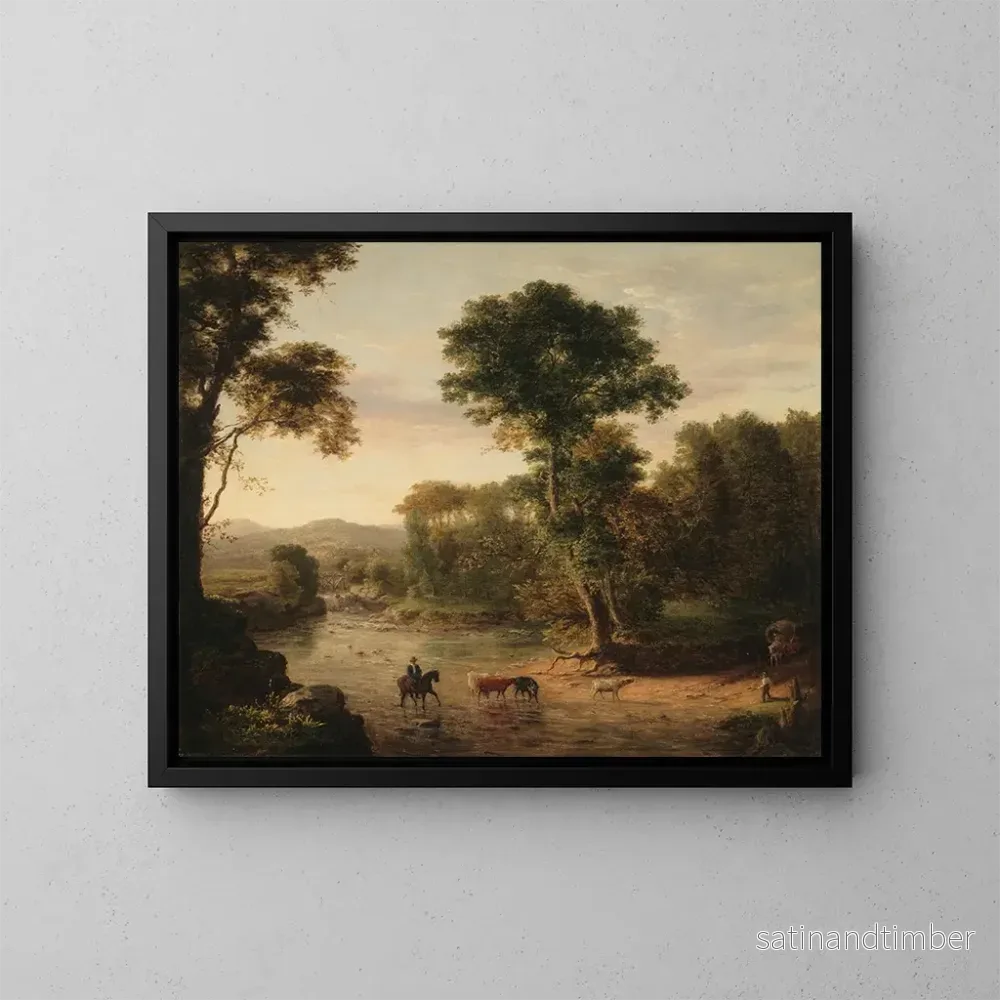 Reproduktion av målningen La Traversée du gué - George Inness