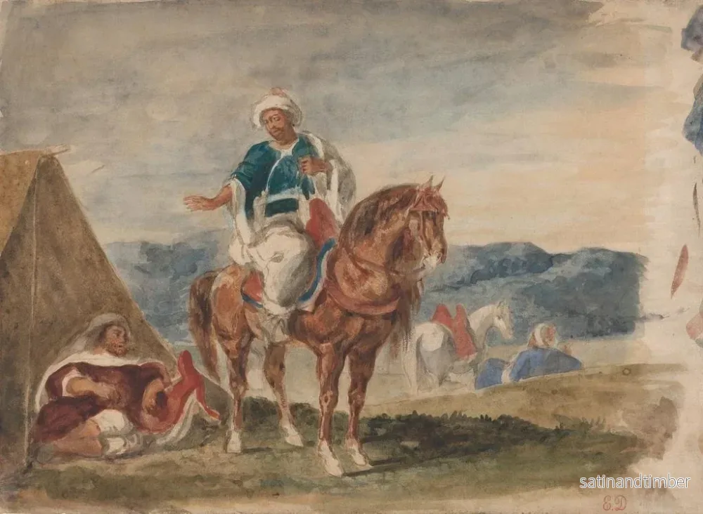 Reproduktion av målningen Tre arabiska ryttare i ett läger - Eugène Delacroix - Bild 2