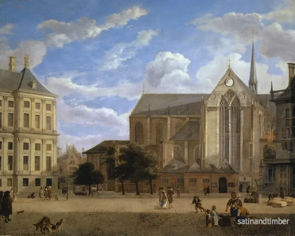 Reproduktion av målningen Le Dam à Amsterdam vers l'Hôtel de Ville et la Nieuwe Kerk - Jan van der Heyden - Bild 2