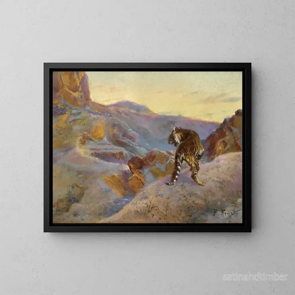 Reproduktion av målningen Tigre i bergen - Rudolf Ernst