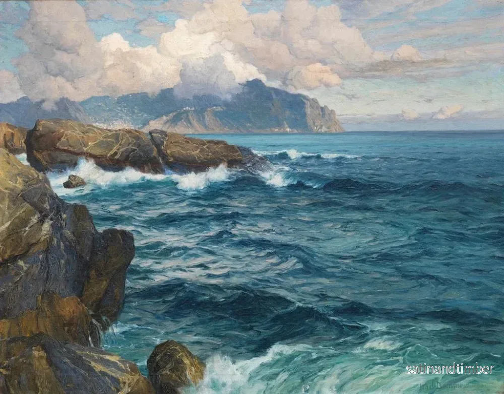 Reproduktion av målningen Atmosfär av kvällen i Nervi - Karl Theodor Boehme - Bild 2